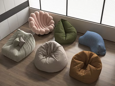 Bean Bag Chairs In Various Colors For Modern Living Room Decor 3d model