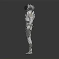 Futuristic Astronaut In White Spacesuit With Blue Helmet 3D Render Isolated On Dark Background