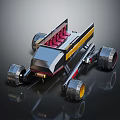 Futuristic Concept Car with Large Tires Red Seats and Open Structure Design
