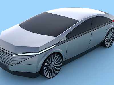 Modern Sleek Concept Car With Silver Body Smooth Lines And Futuristic Wheels 3d model