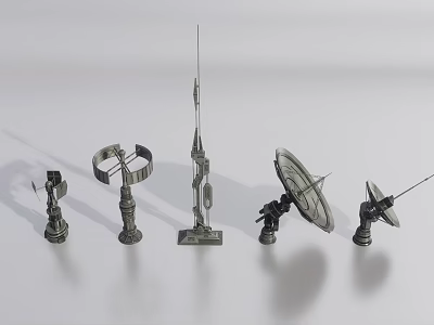 Various Types of Industrial Communication Equipment with Antennas Dish Receivers and Tower Structures 3d model