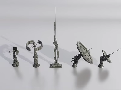 Various Types of Industrial Communication Equipment with Antennas Dish Receivers and Tower Structures 3d model
