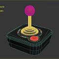 Gray Base Game Joystick With Red Ball Top Red Button And Circular Ring