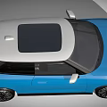 Stylish Blue Compact Car With White Roof Modern Design And Black Wheels