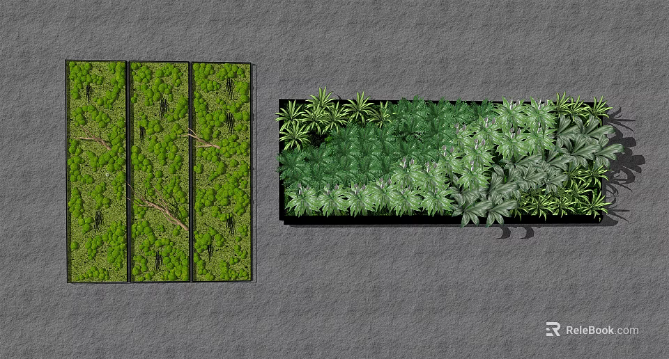 Green Plant Wall Design With Lush Foliage And Various Indoor Outdoor Plants 3d model 