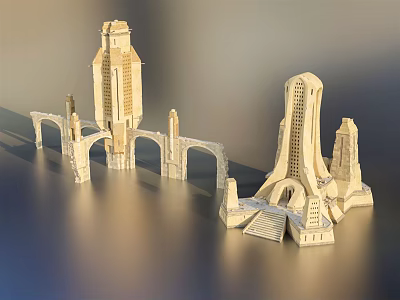 European Style Architecture Models Featuring Towers Arches and Intricate Classical Details 3d model