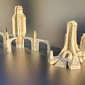 European Style Architecture Models Featuring Towers Arches and Intricate Classical Details