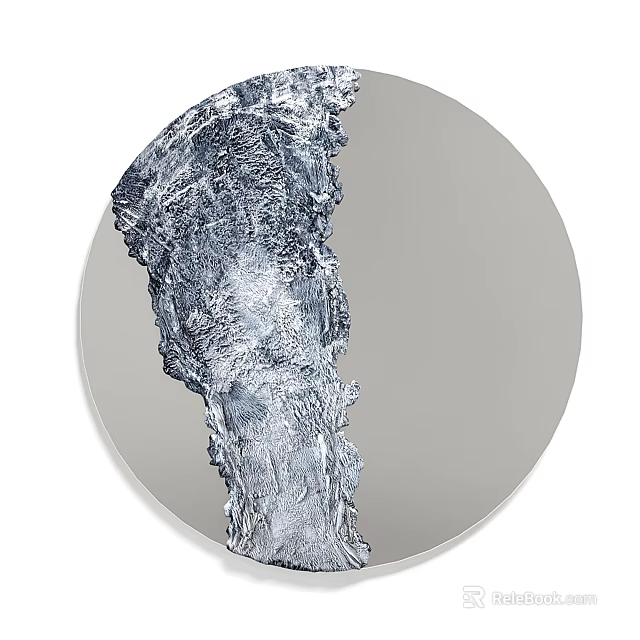 Round Modern Artistic Mirror With Intricate Glacier Rock Texture Decoration 3d model 