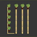 Multi Tiered Storage Shelf with Potted Plants and Hanging Hooks for Indoor Organization