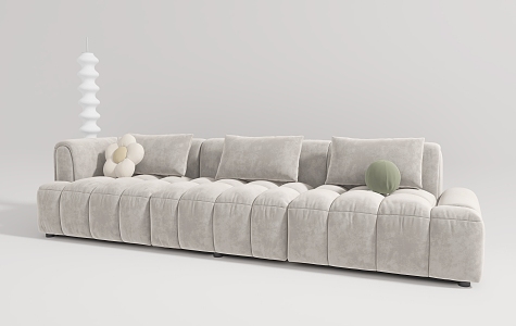 Cream Style Sofa French Style Simple Sofa Three-Seat Sofa 3d model