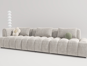 Cream Style Sofa French Style Simple Sofa Three-Seat Sofa 3d model