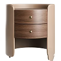 Modern Wooden Nightstand With Leather Sides And Metal Knob Drawers