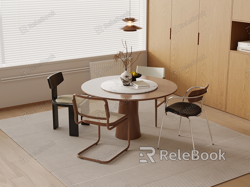 Quiet style dining table and chair combination model