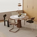Quiet style dining table and chair combination 3d model