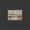 Ancient Fortress Model With Tower Walls Inner Buildings And Pathways Layout Design