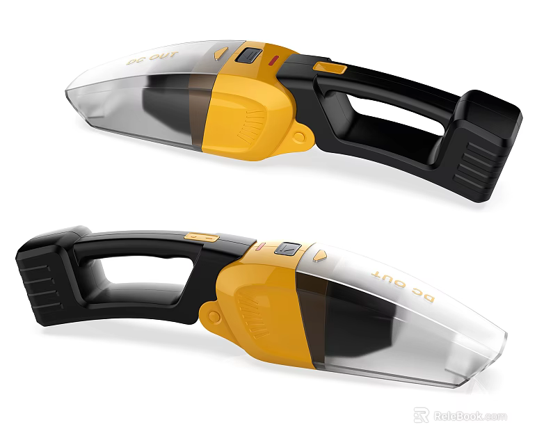Yellow And Black Handheld Vacuum Cleaner With Transparent Dust Cup For Daily Use 3d model 