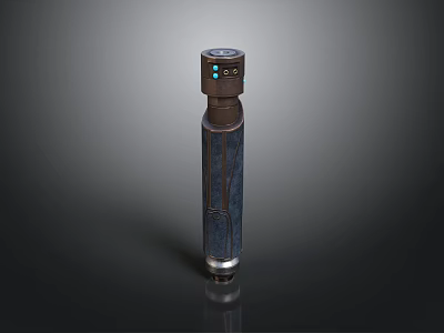 Blue And Black Cylindrical Device With Three Blue Indicators And Button On Top 3d model