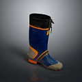Blue And Orange High Top Waterproof Rain Boots With Non Slip Sole Design