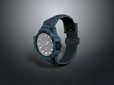 Stylish Sporty Watch With Dark Strap Analog Dial And Numeric Markers 3d model
