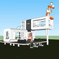 Modern Safe Stay Space Capsule With Outdoor Terrace Green Trees And Balloons