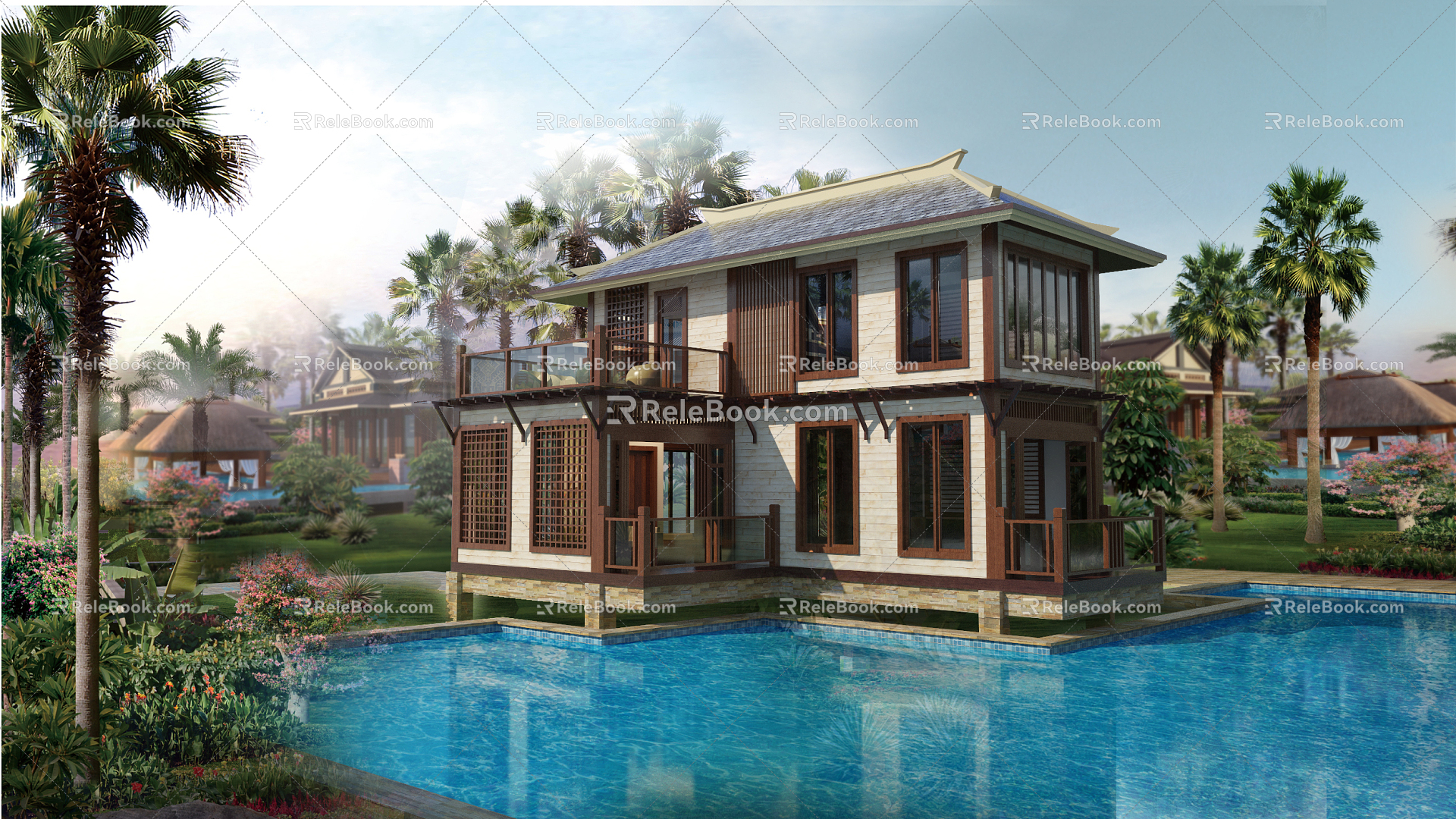 New Chinese style single-family villa 3d model