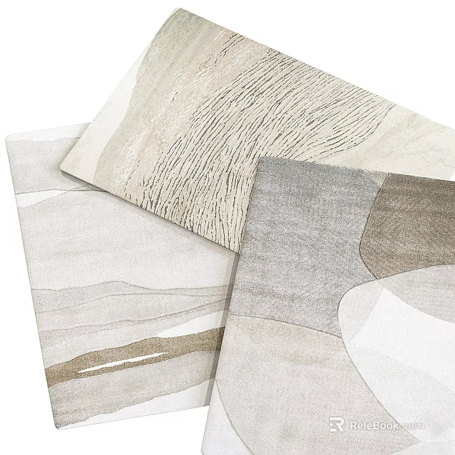 Square Rug With Modern Abstract Patterns Soft Texture And Neutral Beige Gray Tones 3d model 