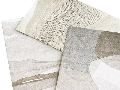 Square Rug With Modern Abstract Patterns Soft Texture And Neutral Beige Gray Tones 3d model