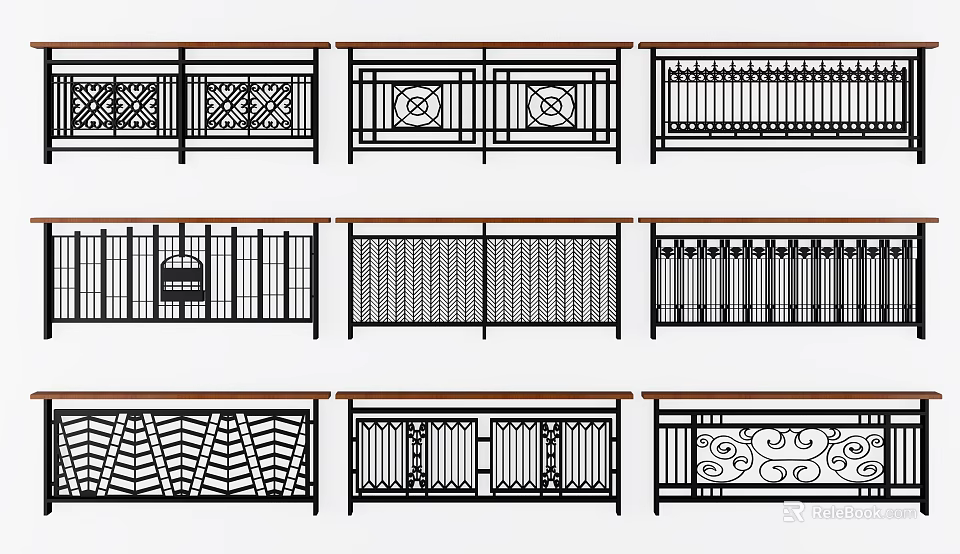 Various Decorative Fence Designs With Geometric Patterns And Metal Structures 3d model 