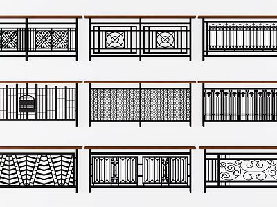Various Decorative Fence Designs With Geometric Patterns And Metal Structures 3d model