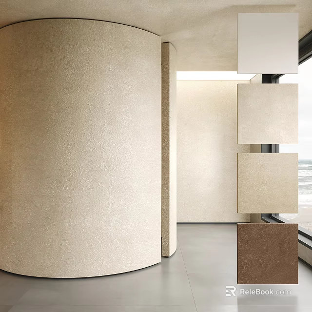 Textured Wall Surfaces In Modern Interior Space With Sample Displays 3d model 