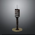 Tall Industrial Water Tower Equipment With Metal Structure Ladder And Base Foundation