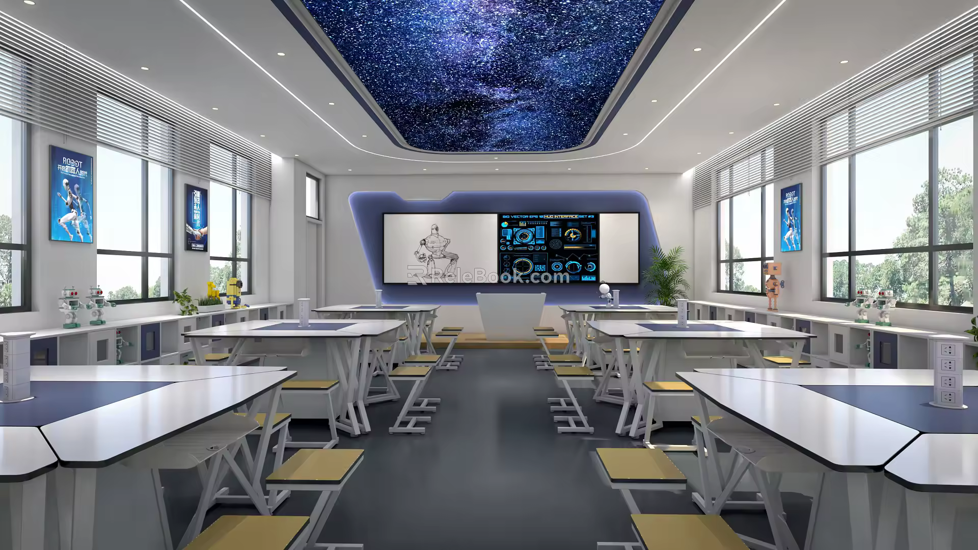 Modern Classroom Artificial Intelligence Classroom Robot Technology Classroom Manual Room 3d model