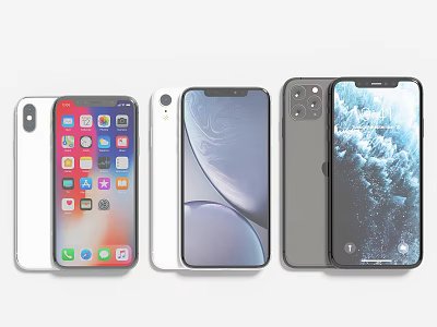 Latest Smartphones Featuring Different Models Varied Colors Colorful Displays And Camera Designs 3d model