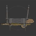 Metal Bridge Structure With Deck Supports Grass And Dirt Surroundings