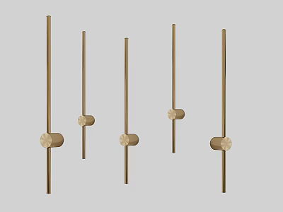 Minimalist Brass Wall Lamps With Slim Design And Round Base For Modern Interior Decor 3d model