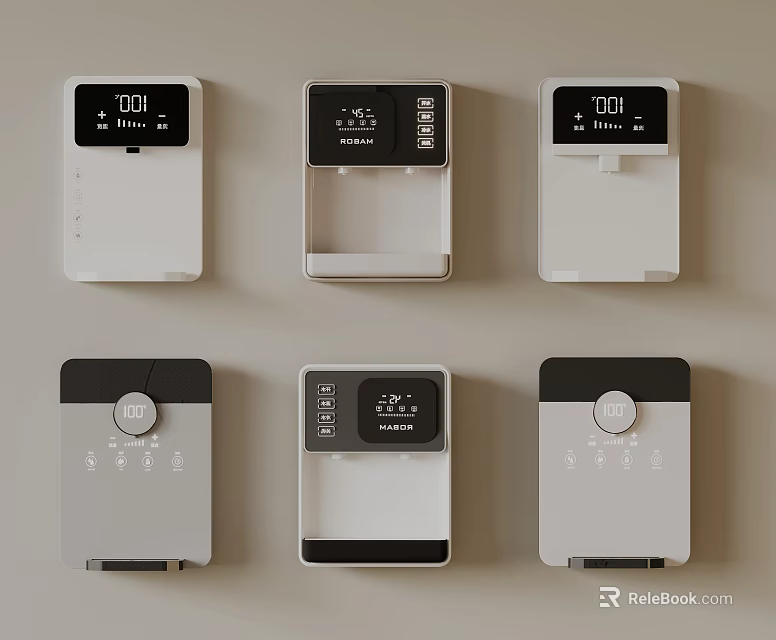 Various Modern Electronic Control Devices With Digital Displays And Button Panels 3d model 