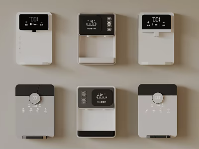 Various Modern Electronic Control Devices With Digital Displays And Button Panels 3d model