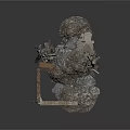 3D Model of Rock Ruins with Brick Structures and Debris Elements