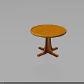 Round Wooden Table with Smooth Tabletop and Carved Legs in Classic Furniture Design