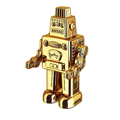 Golden Robot Decorative Ornament Set With Metallic Design And Vintage Details For Home Decor 3d model