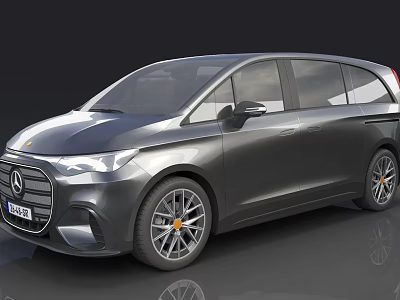 Modern Gray MPV Car With Sleek Exterior Body Lines And Alloy Wheels 3d model