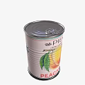 Open Closed Canned Peaches with Decorative Labels Featuring Bird Tree Peach Illustrations for Household Supplies