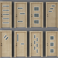 Modern swing door solid wood door single door combination 3d model