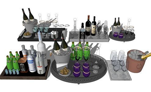 Modern wine bottle wine utensils 3d model