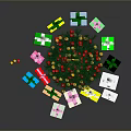 Christmas Tree With Star On Top Colorful Balls Red Decorations And Colorful Gift Boxes Under