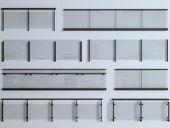 Balustrade Glass Railing Glass Guardrail Balcony Guardrail Public Railing Fence Safety Guardrail 3d model