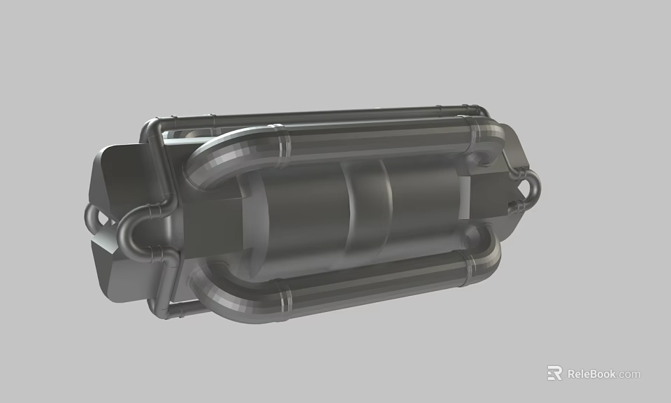 Industrial Mechanical Metal Component With Cylindrical Body And Ring Structure Design 3d model 