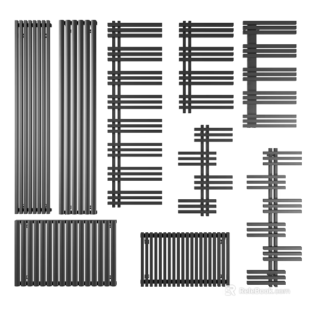 Metal Bathroom Cabinet Rack With Vertical Horizontal Bars And Grid Design 3d model