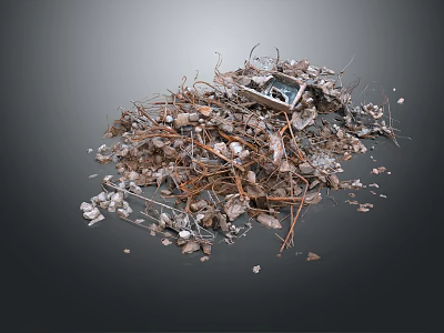 Pile of Construction Waste With Metal Pieces Wooden Scraps And Plastic Fragments 3d model