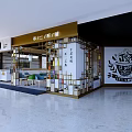 Modern Milk Tea Shop Interior With Wooden Decor Glass Partitions And Seating Area